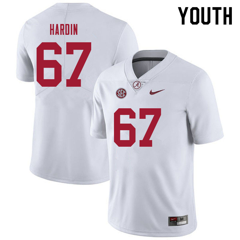 Alabama Crimson Tide Youth Donovan Hardin #67 White NCAA Nike Authentic Stitched 2021 College Football Jersey HZ16G84YY